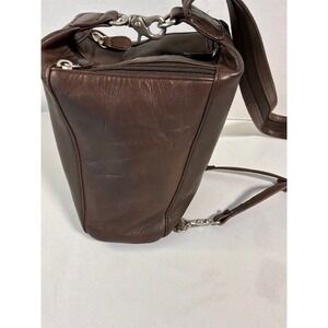 Madison & Max Sling Backpack OS Brown Leather Convertible Zipper Strap Bag